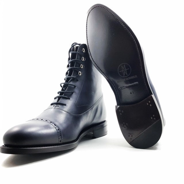 Balmoral Dark Grey Leather Cap Toe Boot