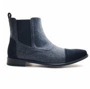 Grey Flannel Chelsea Boot with Suede Cap Toe