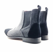 Grey Flannel Chelsea Boot with Suede Cap Toe