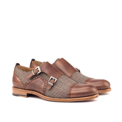 Women's Leather Double Monk Strap Cap Toe