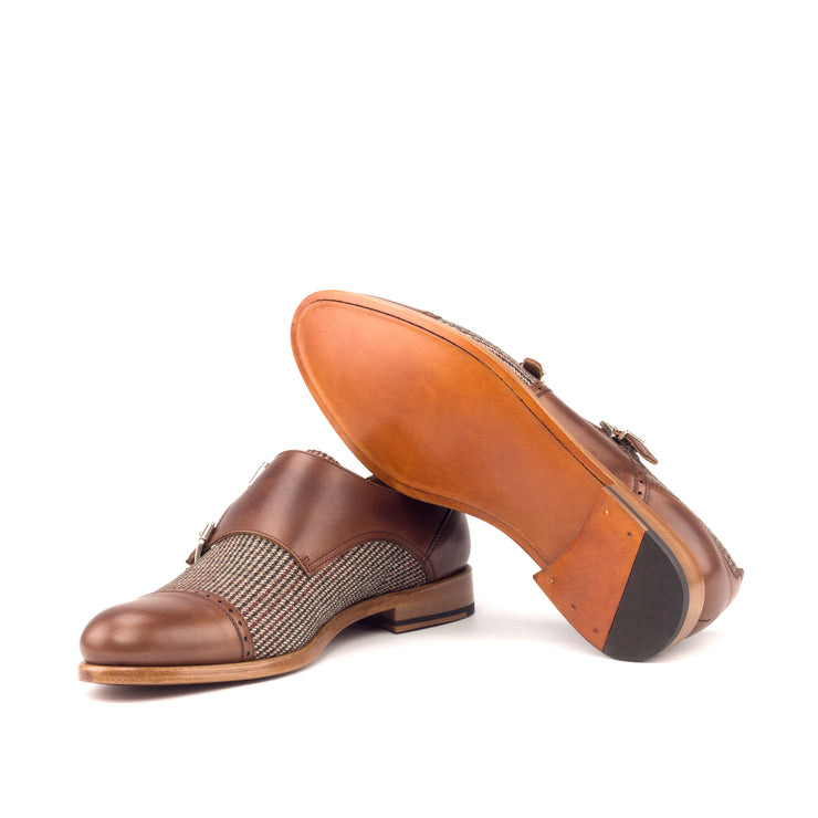 Women's Leather Double Monk Strap Cap Toe