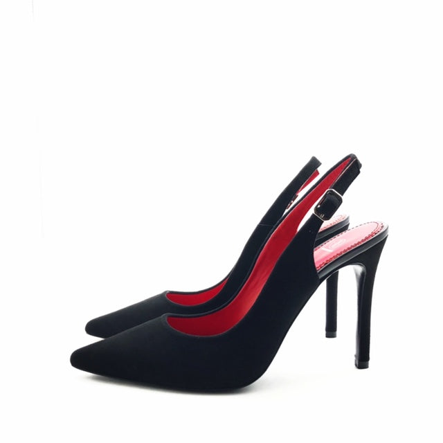 Black Suede Slingback Heel